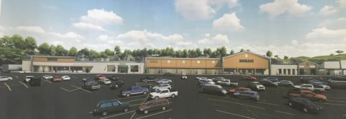 Design of the facade improvements at Sonora Plaza Shopping Center