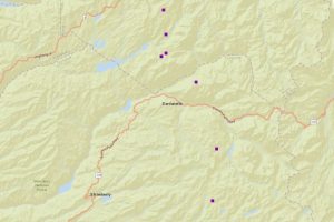 Seven small lightning strike fires burning on the STF