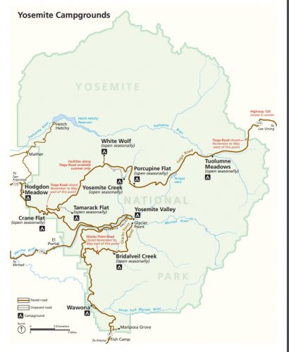 Yosemite Campgrounds Map