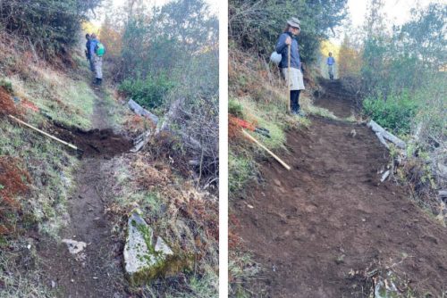Before a narrow trail along the river. After Improvements made to the tread and trail width