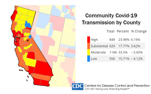 CDC community transmission in the United States by county