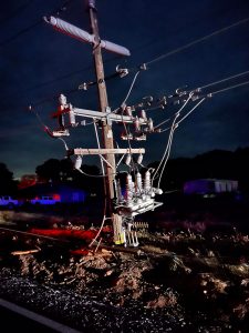 PG&E power pull hit by a vehicle Friday night