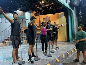 Sh-Boom rehearsal (Troy D. Wallace, Kabir Gandhi, Deja Fields, Derik Lawson, Chris Carranza with Director/Choreographer Keenon Hooks)