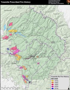 Yosemite Prescribed Fire History map