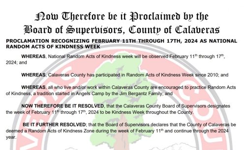 Kindness Week Declared In Calaveras County - Vimarsana News