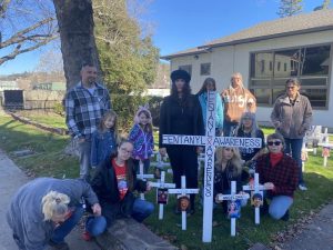 FACTS-Fentanyl Awareness Coalition of Tuolumne County & Surrounding Areas moving memorial infront of TC probation on South Washington Street -- FACTS photo