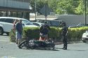 Motorcycle versus pedestrian on South Washington Street in Sonora -- Photo taken by Mark Truppner