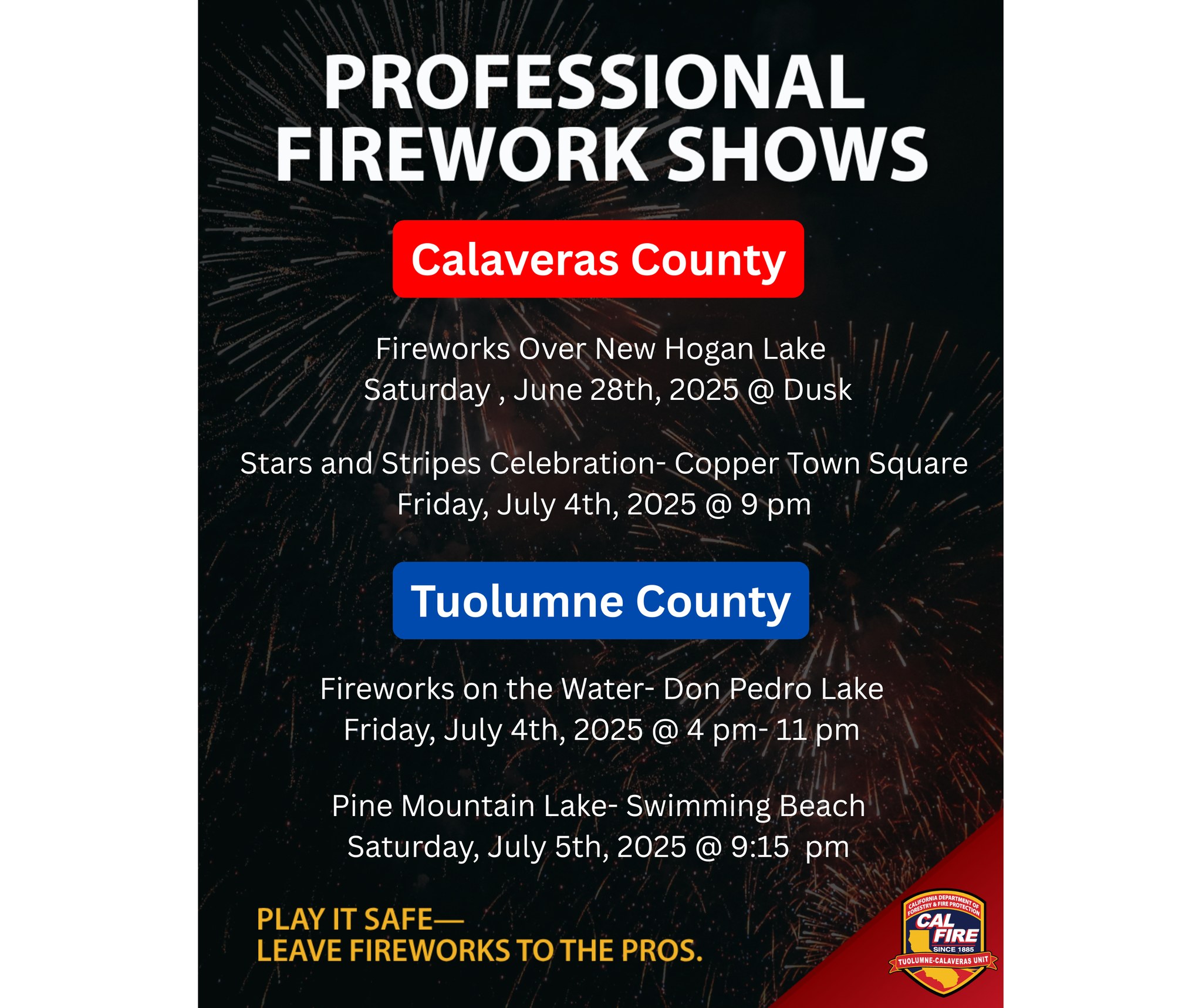 Officials Urge Firework Safety As Counties Host Professional Shows