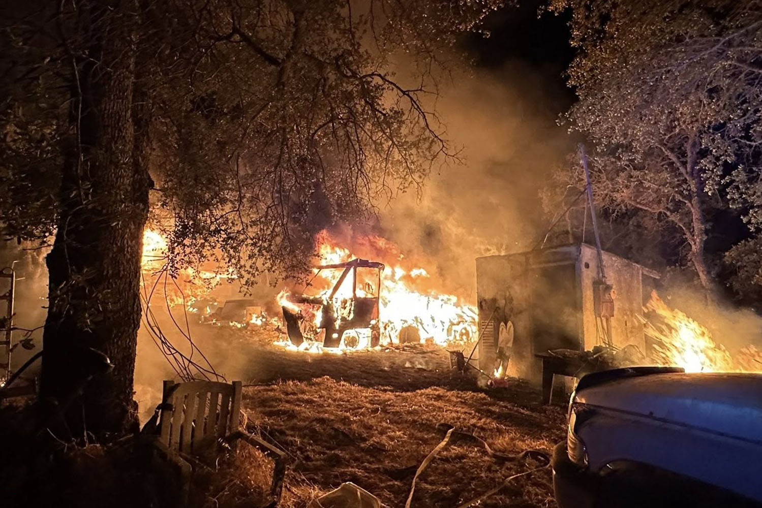 Valley Springs Fire Destroys Vehicles