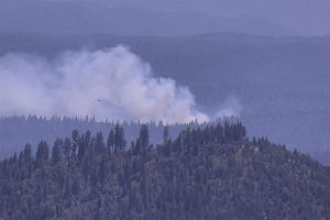 Rush Fire burning in the Coulterville area of Mariposa County—PGE map